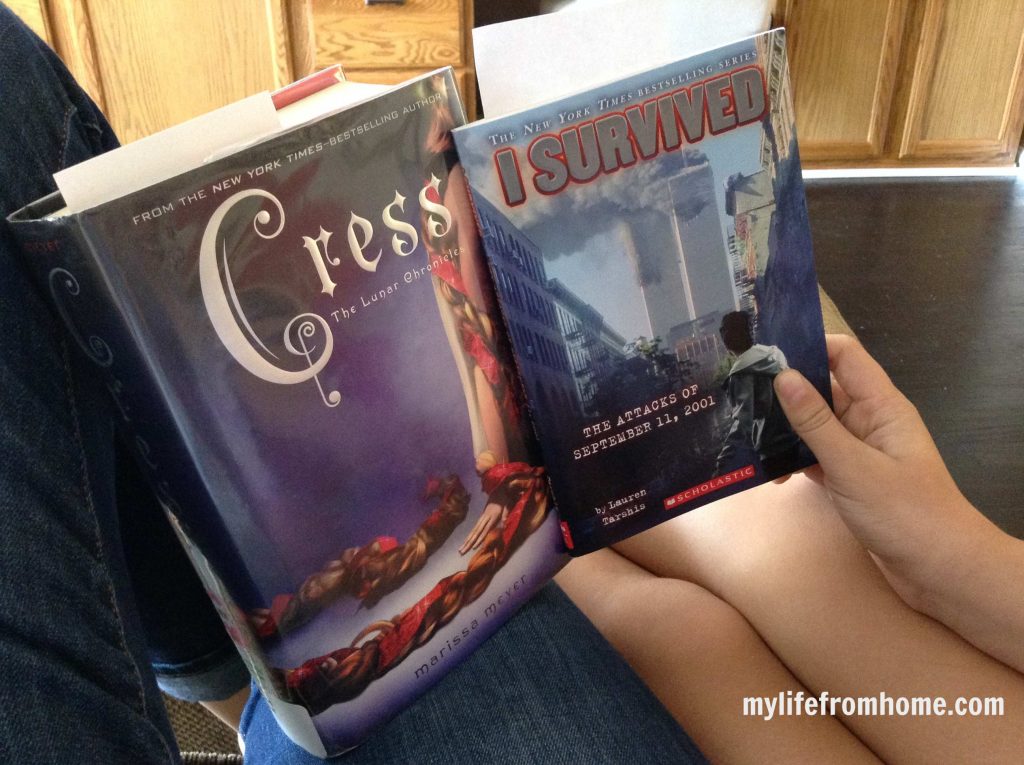I am currently reading Cress and Emma a book from the I survived series. 
