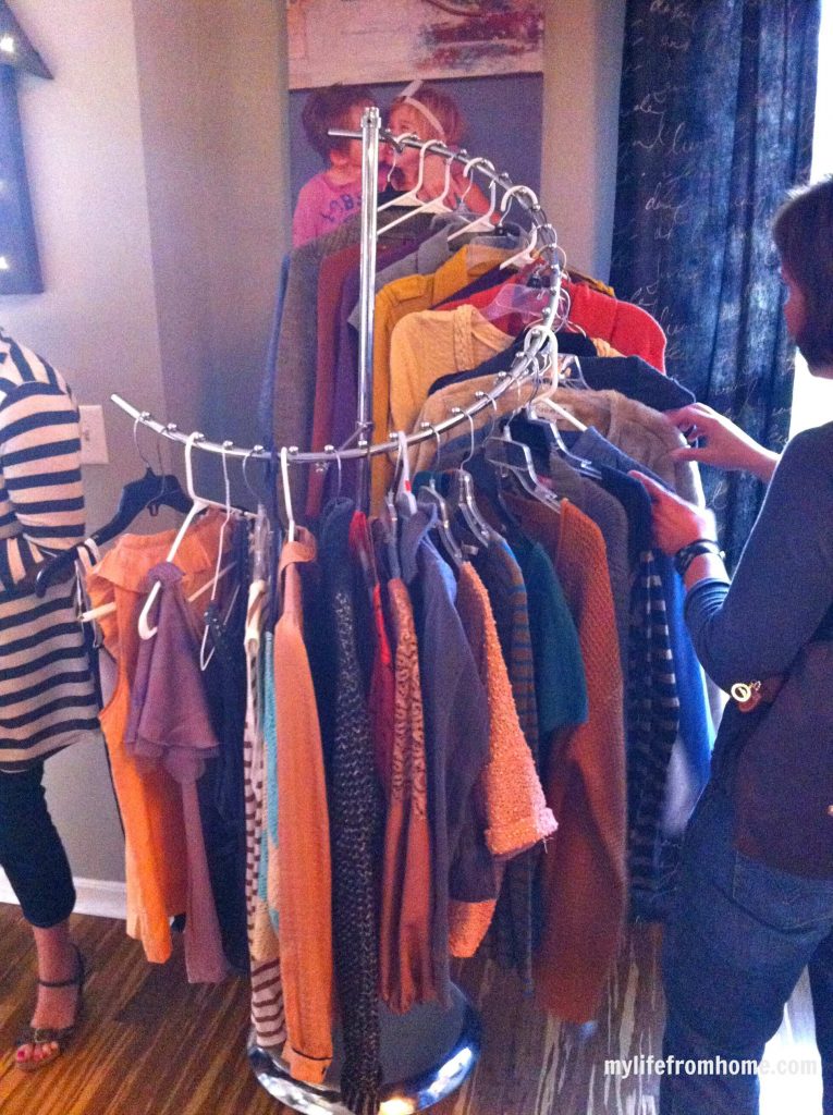 Racks of clothes at the swap