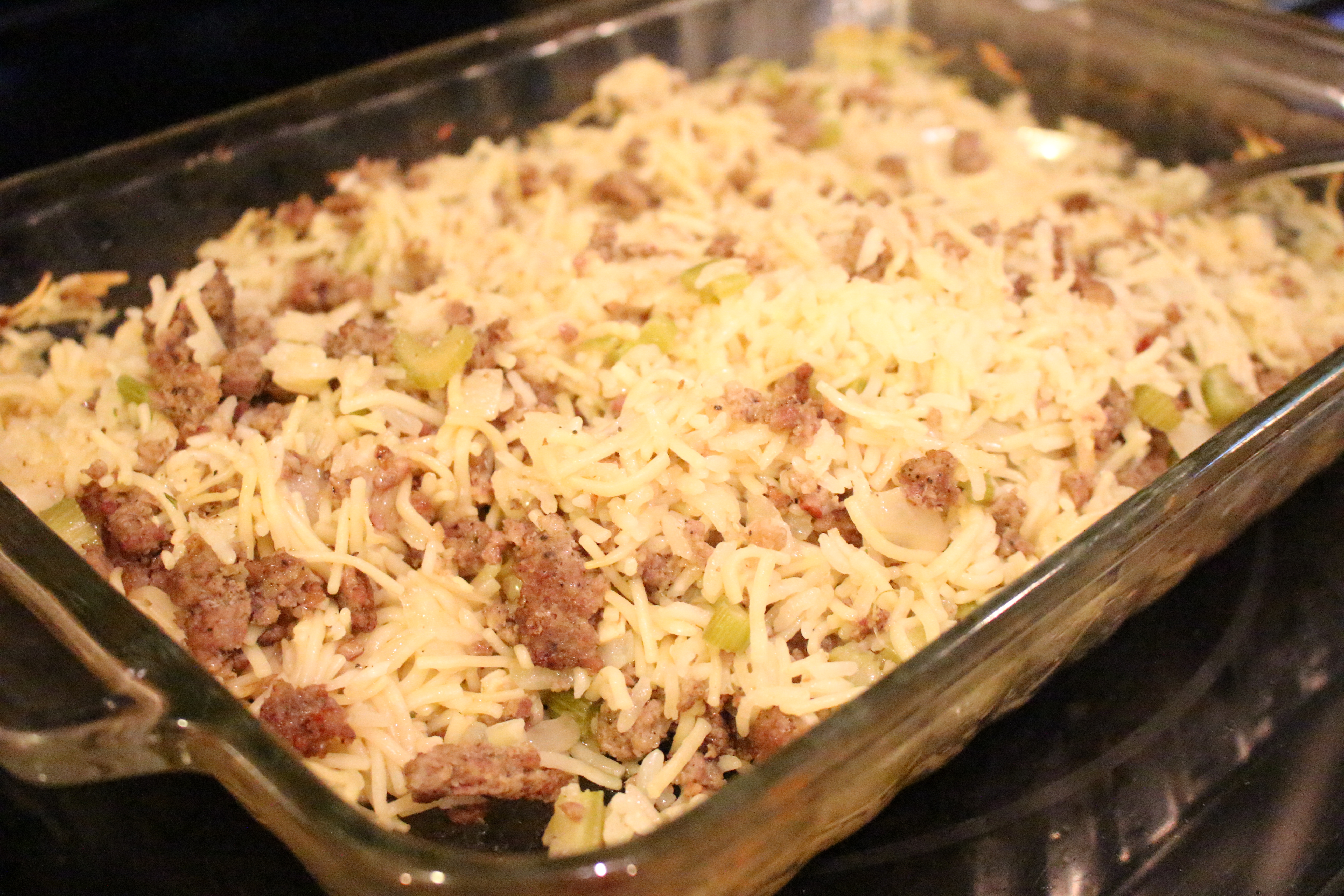 Sausage and Rice Casserole Recipe by www.whitecottagehomeandliving.com