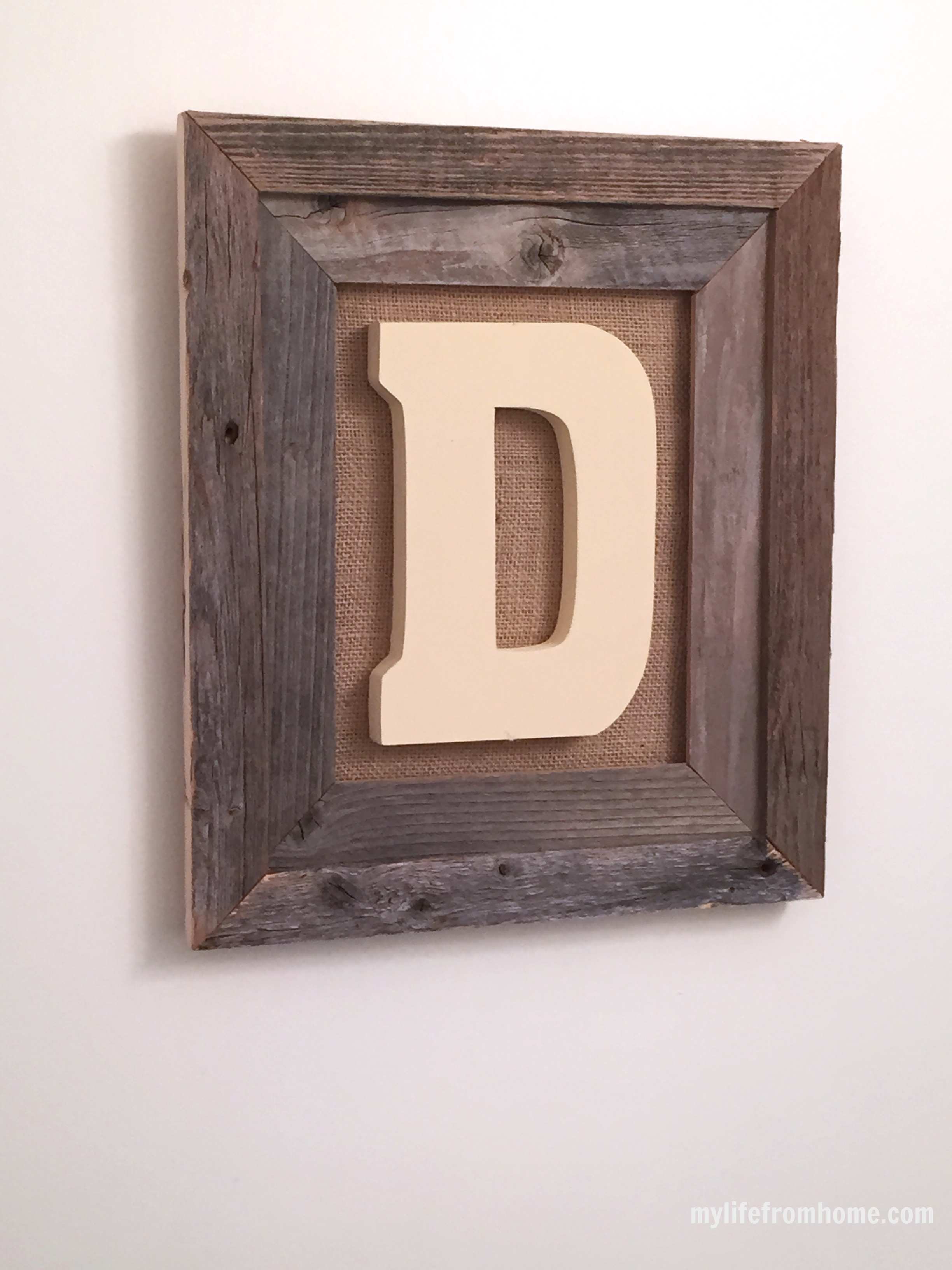letter wall gallery- letter craft- rustic wood letter frame- crafts- monograms- DIY- gallery wall project- letter craft