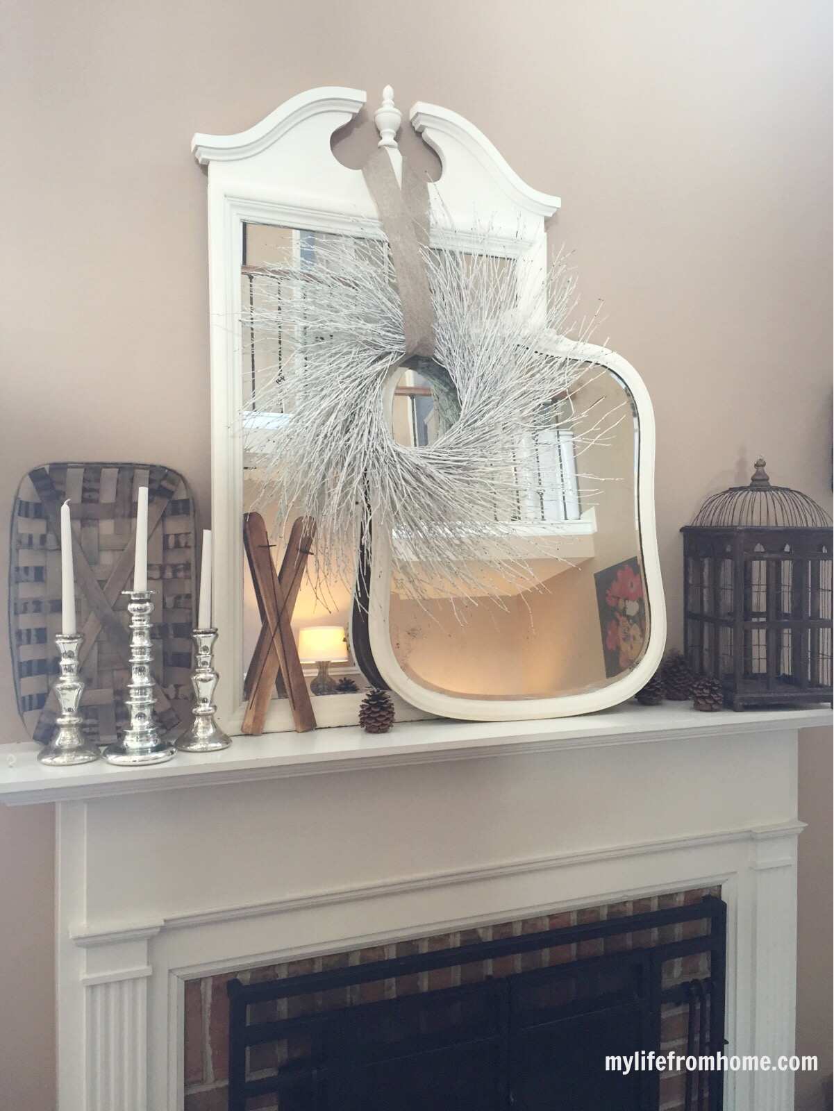 Winter mantel- decorating your mantel for winter- winter decor- decorating for winter- seasonal mantels
