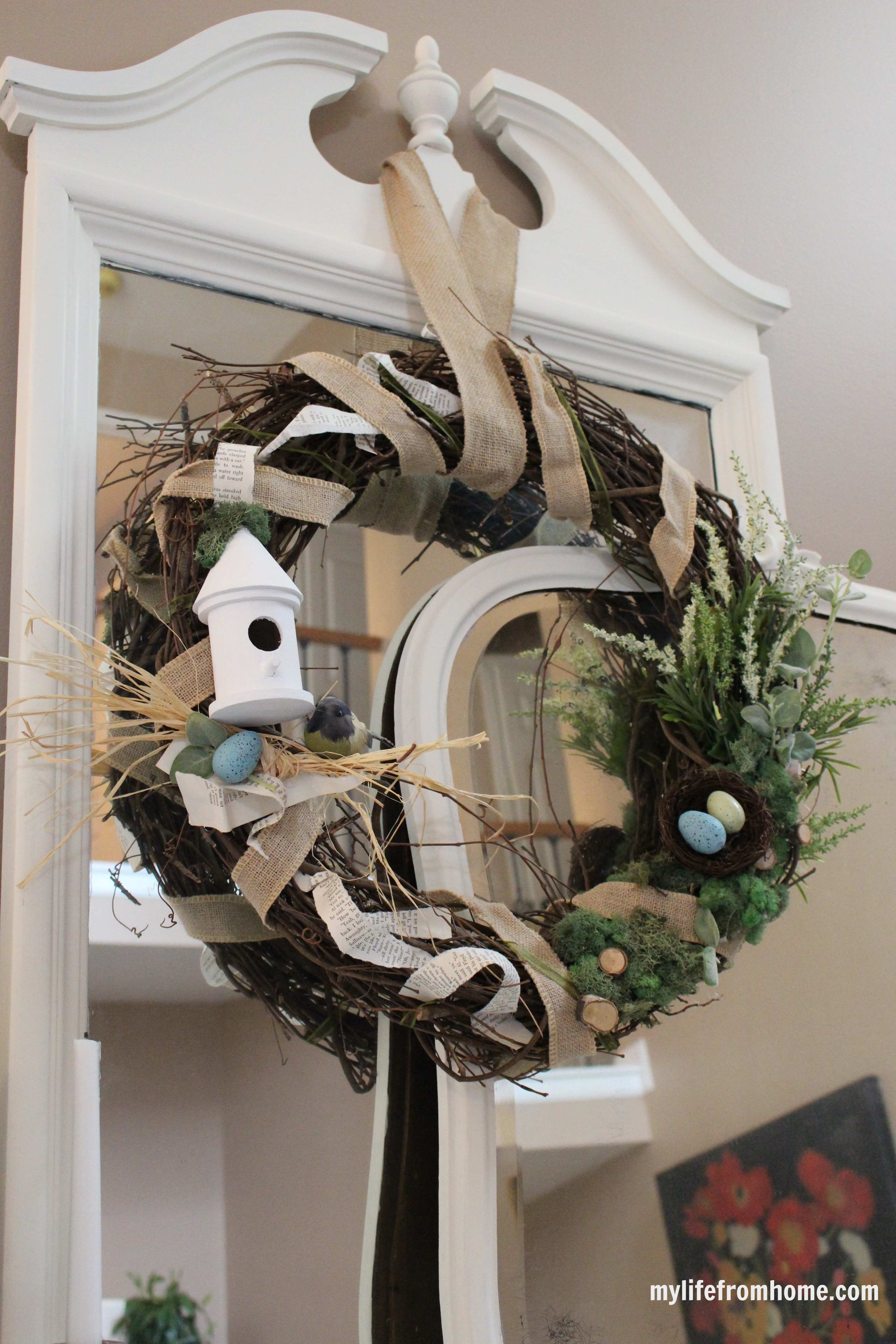 Spring "Birds Nest Wreath" by www.whitecottagehomeandliving.com