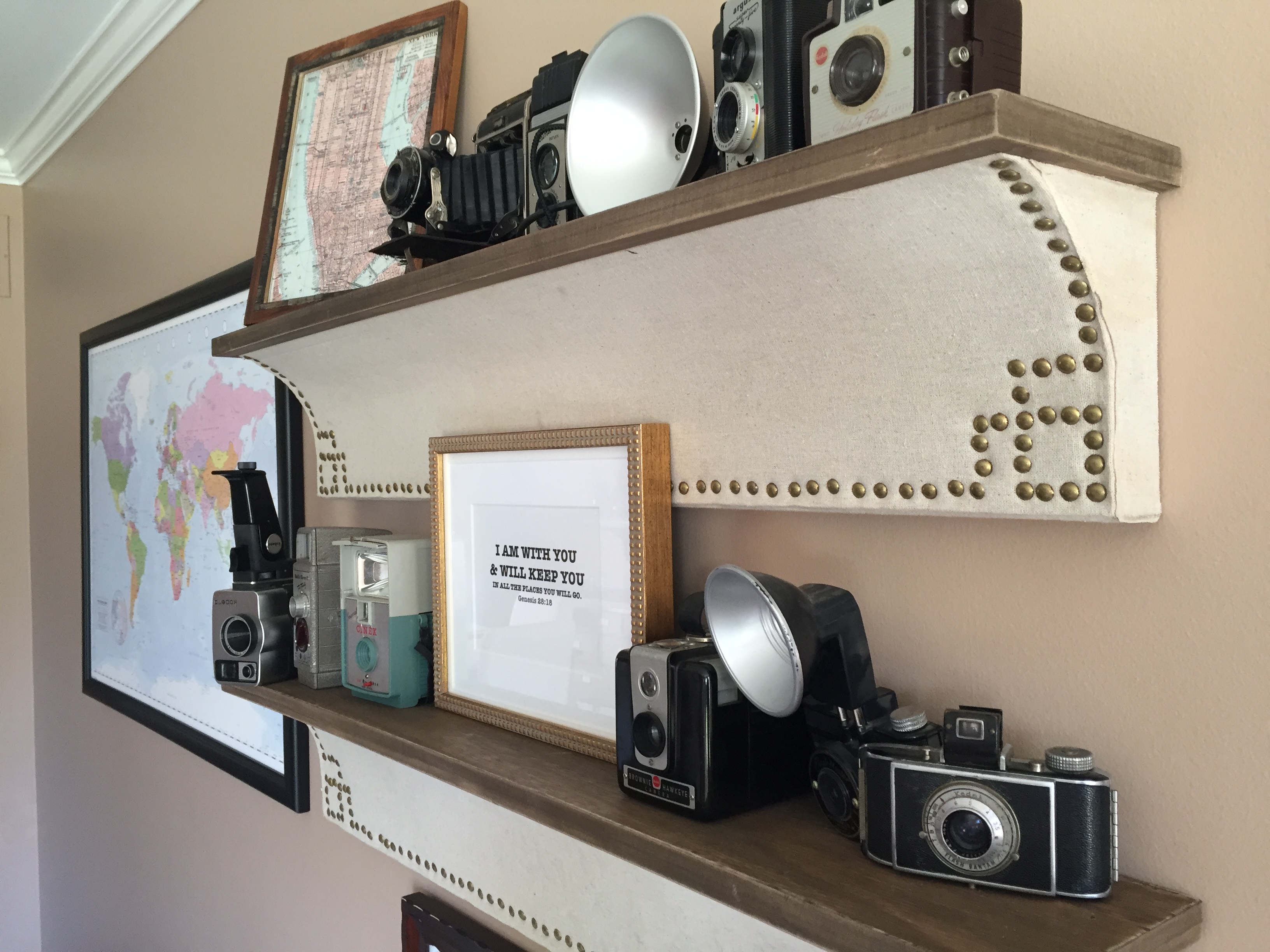 Vintage Camera Collection & Gallery Wall by www.whitecottagehomeandliving.com