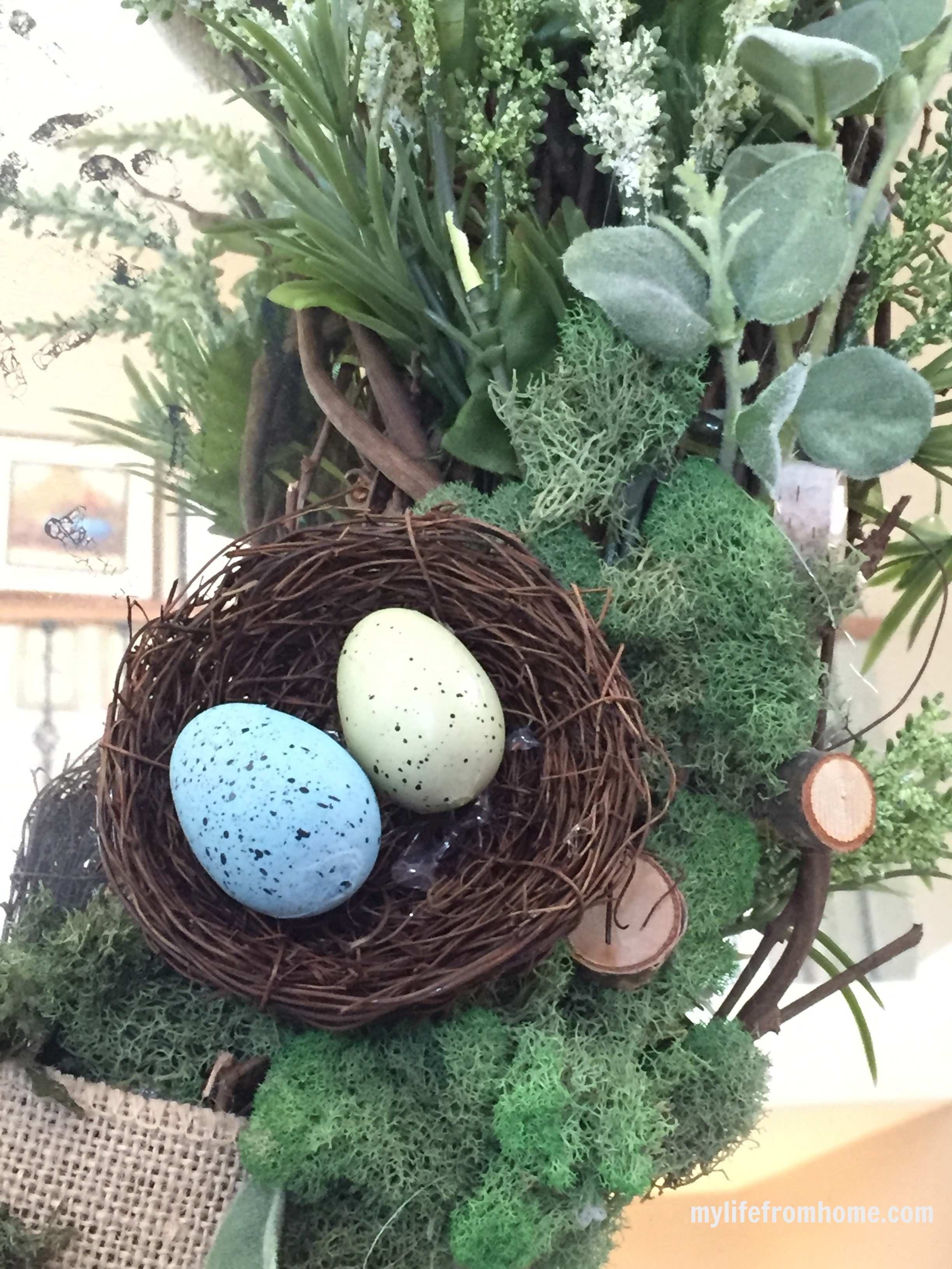 Spring "Birds Nest" Wreath by www.whitecottagehomeandliving.com