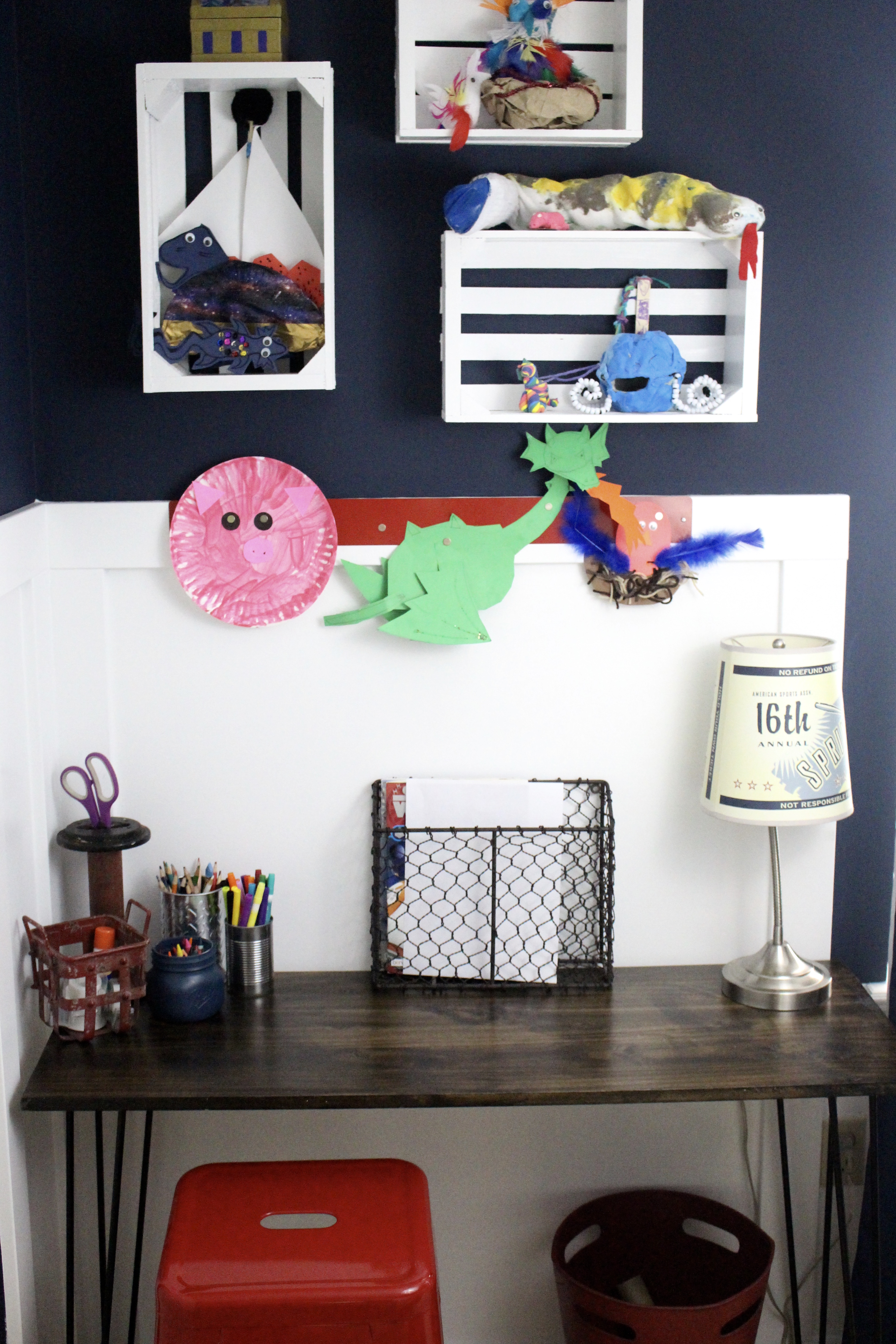 DIY Desk area in a small space bedroom by www.whitecottagehomeandliving.com