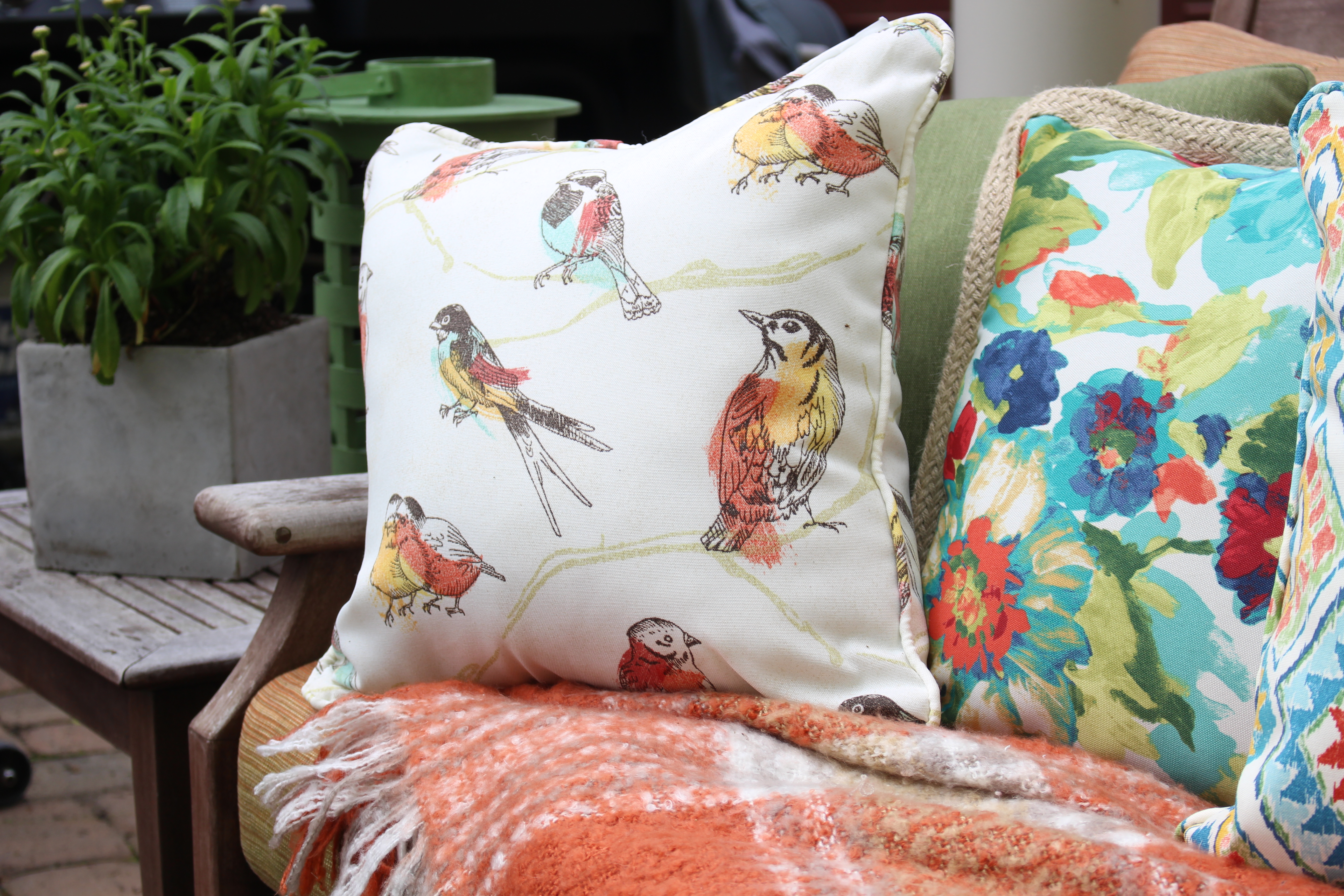 Pillows from At Home for a Spring Outdoor Patio Refresh by www.whitecottagehomeandliving.com