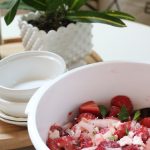 Summer strawberry feta salad with red onion and almonds