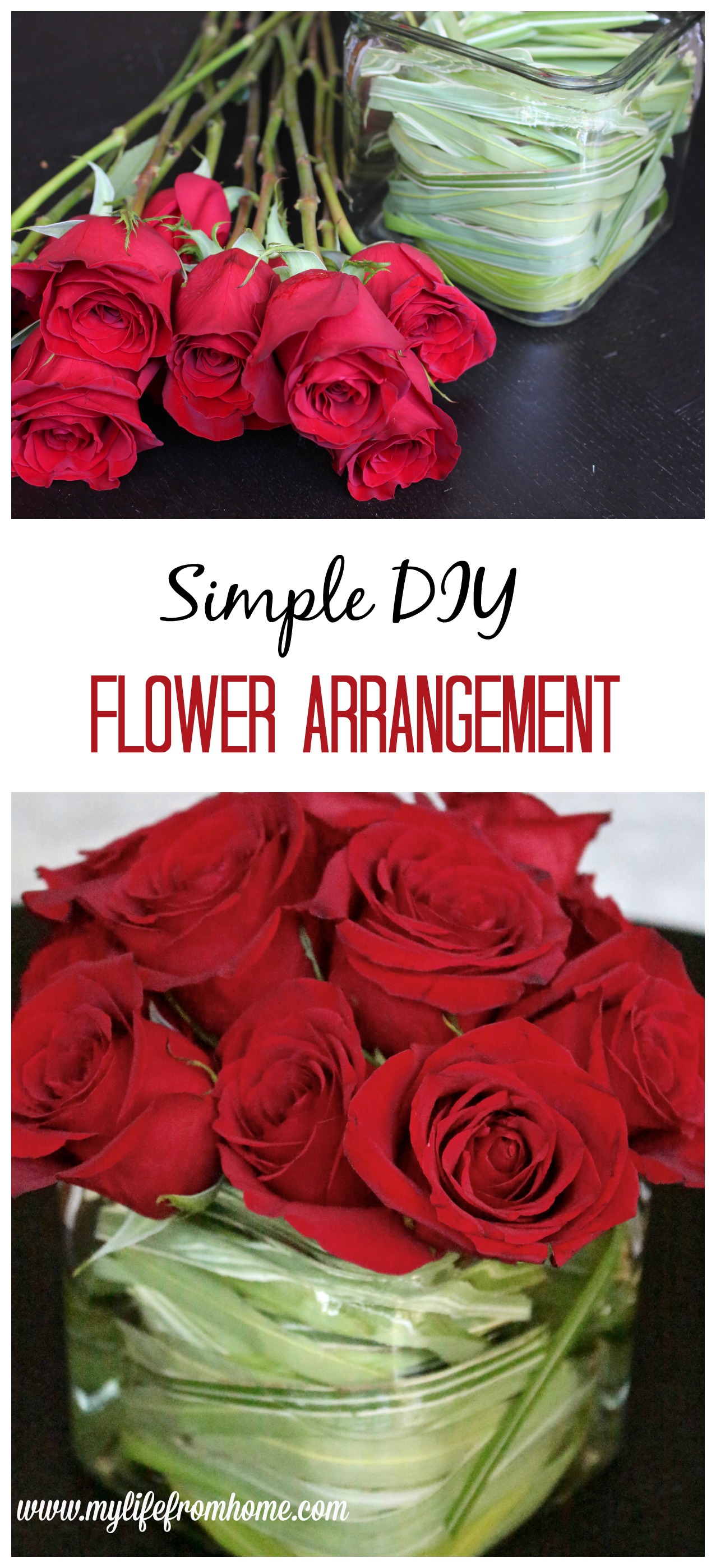 Simple DIY Flower Arrangement roses flower arranging DIY flower arrangement hand bouquet grocery store flowers