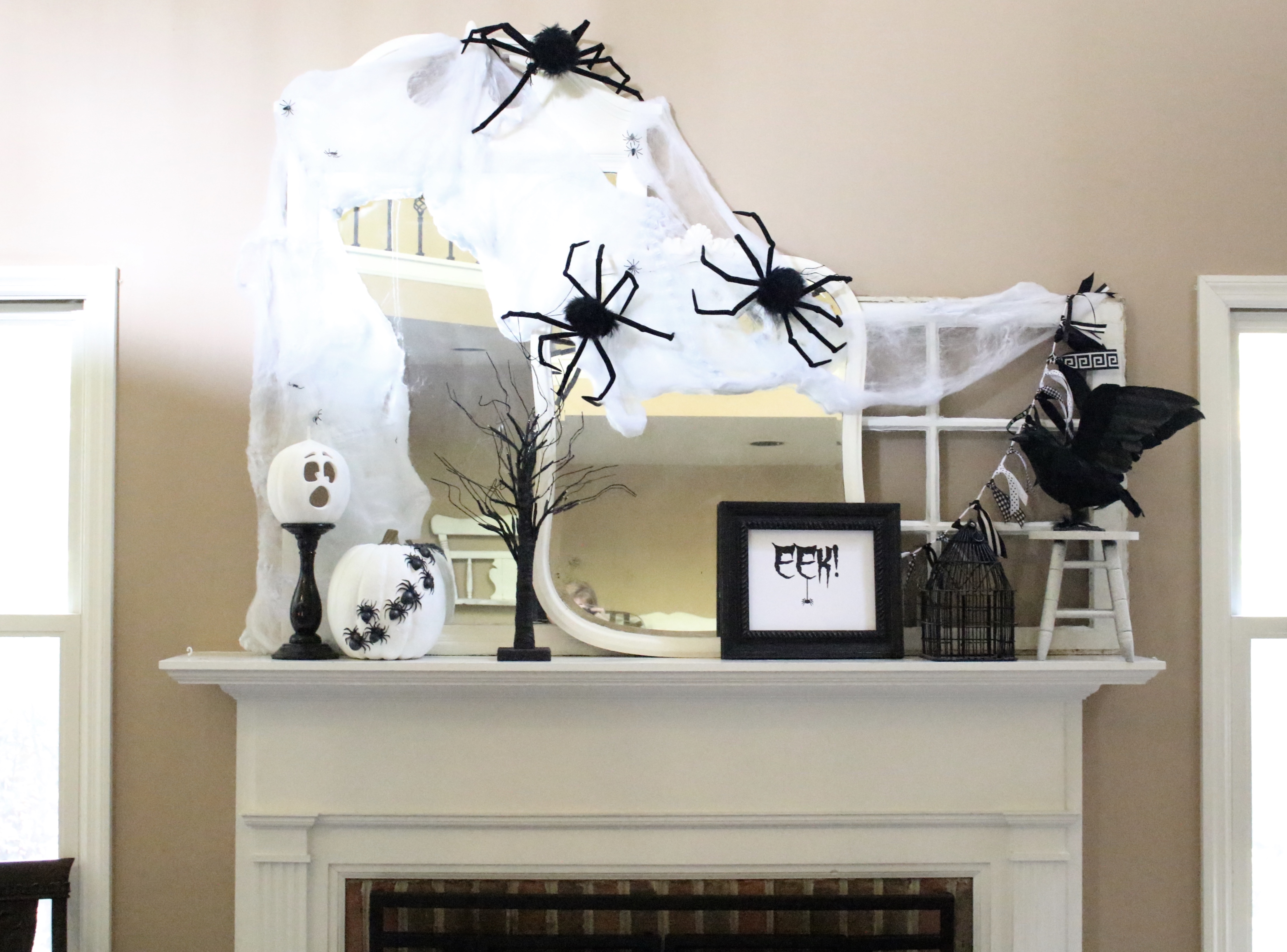 Halloween Mantel- spooky mantel- halloween decor- decorating your mantel for Halloween