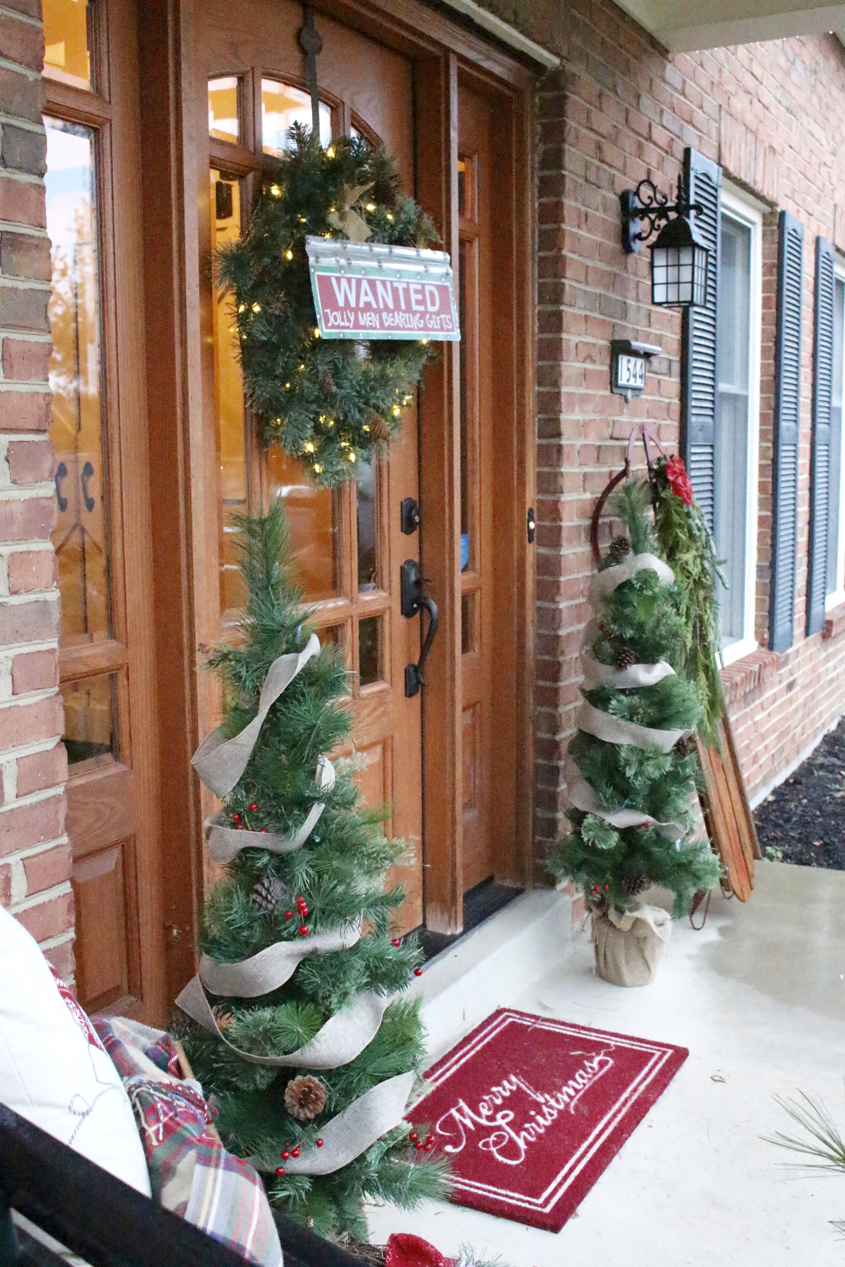 Christmas Front Porch with At Home- holiday decorating- porch decorated for the holidays- christmas porch- porch decorating- home decor- Christmas