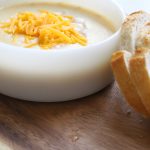 cheddar bacon and ham stirred into creamy soup base