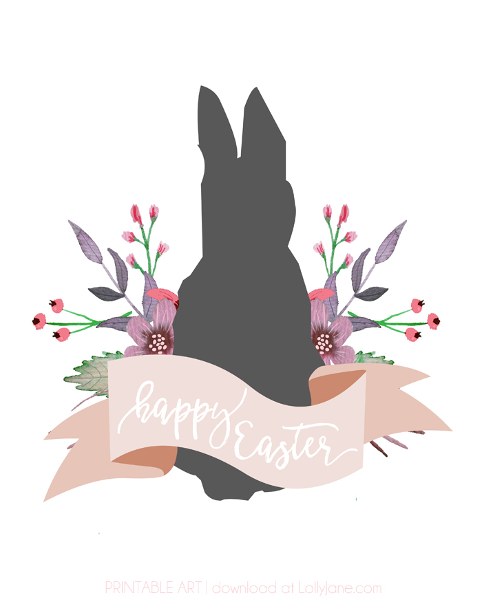 happy easter printable with bunny
