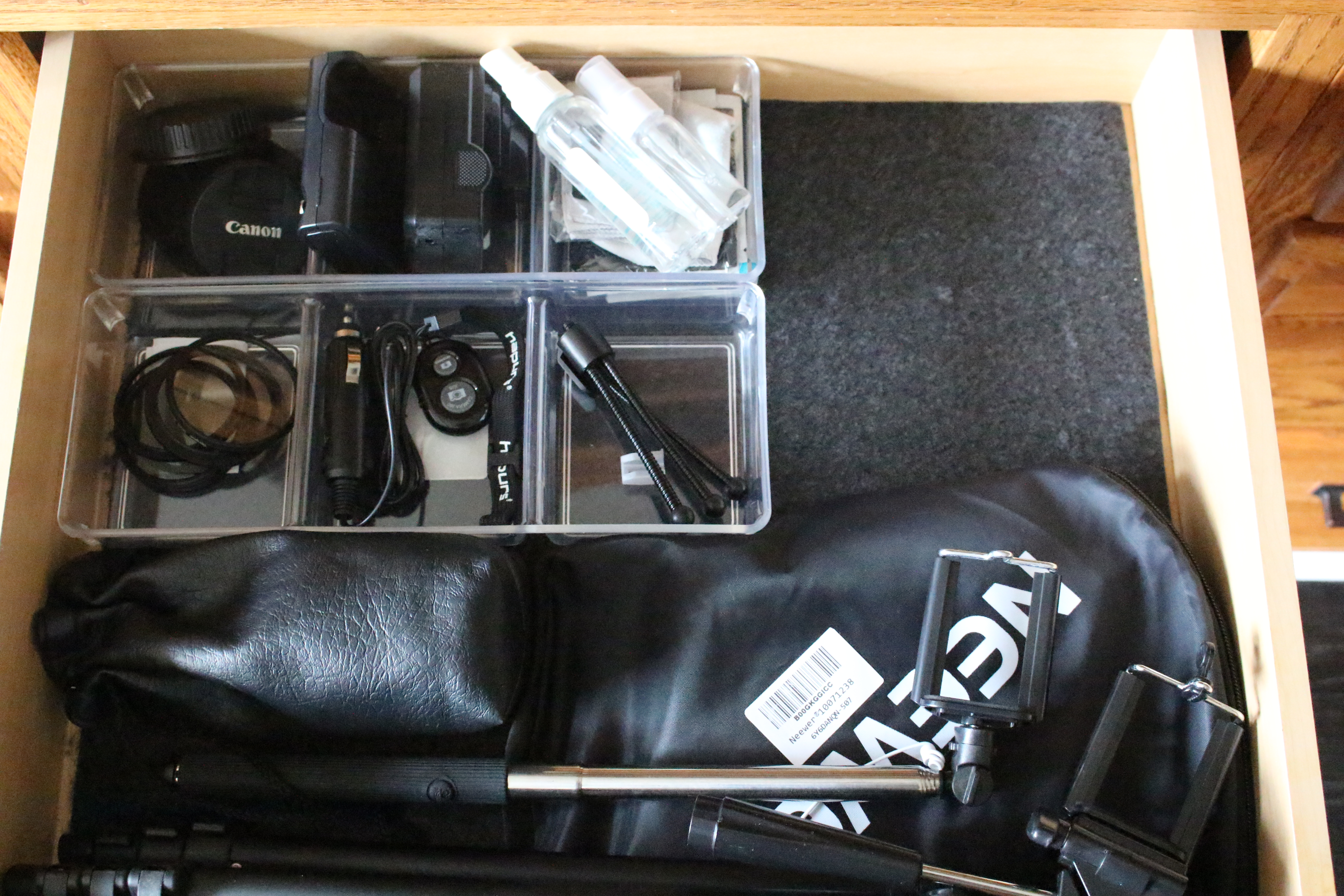 Camera Supply Drawer- drawer liners- organizing camera supplies- camera equipment