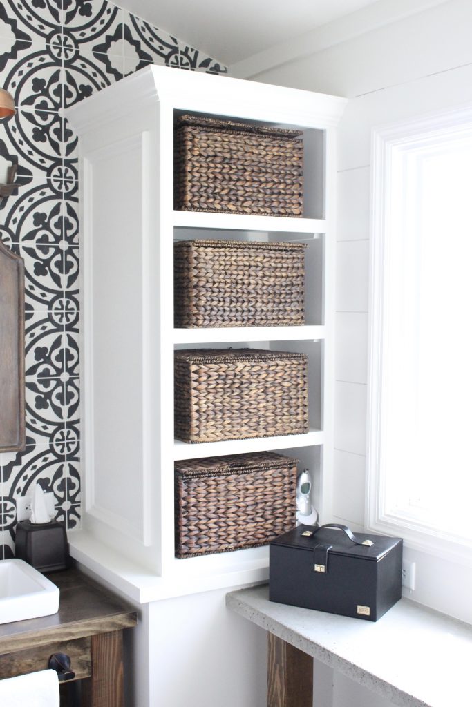 Master Bathroom Renovation- How to achieve a farmhouse style bathroom- farmhouse style- bathroom- remodeled bathroom- farmhouse bathroom- cement tile- copper accents- farmhouse style- bathroom update- bathroom reveal- bath