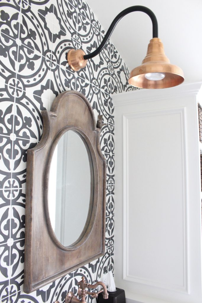 Master Bathroom Renovation- How to achieve a farmhouse style bathroom- farmhouse style- bathroom- remodeled bathroom- farmhouse bathroom- cement tile- copper accents- farmhouse style- bathroom update- bathroom reveal- bath