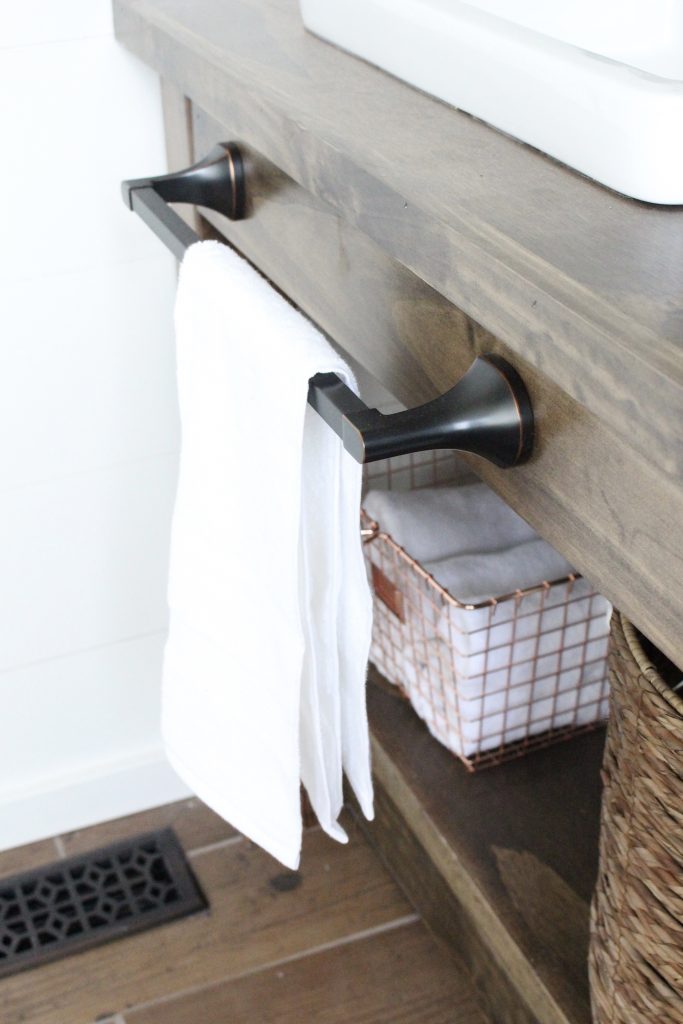 Master Bathroom Renovation- How to achieve a farmhouse style bathroom- farmhouse style- bathroom- remodeled bathroom- farmhouse bathroom- cement tile- copper accents- farmhouse style- bathroom update- bathroom reveal- bath