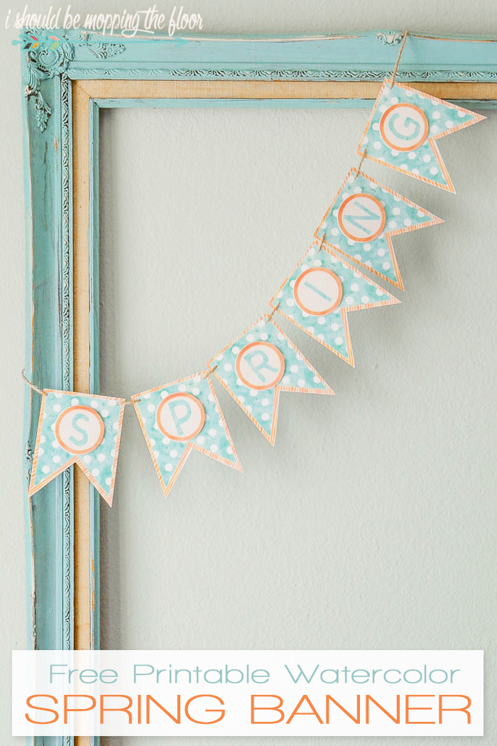 small spring banner wrapped over picture frame