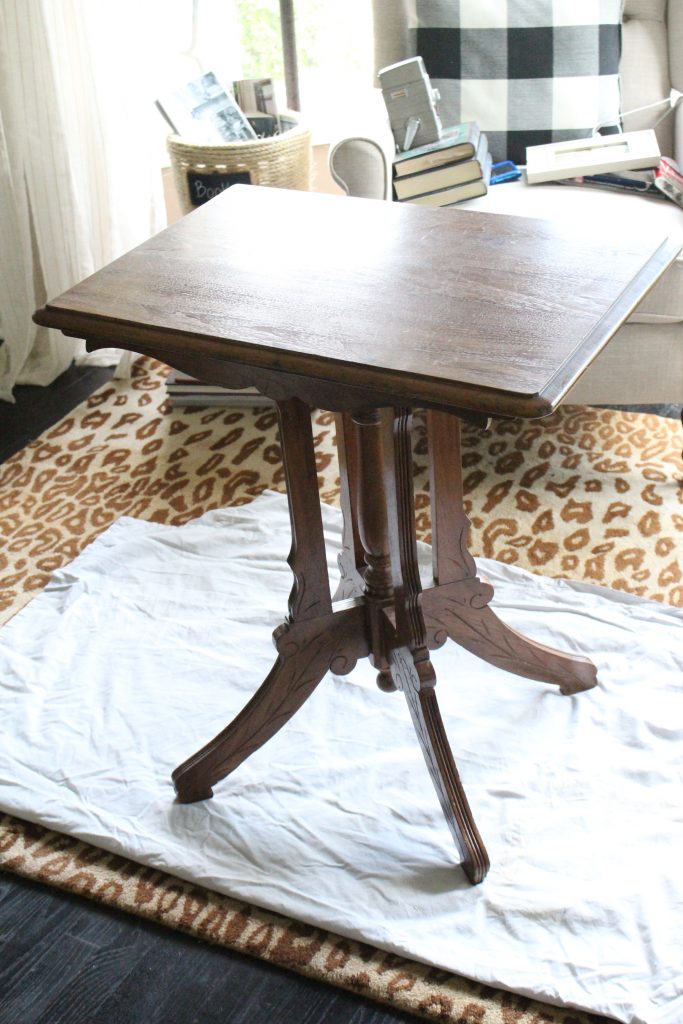 Amy Howard Paint- painting furniture- one step paint- how to age a piece of furniture- dark wax- painted table- green side table- how to wax furniture