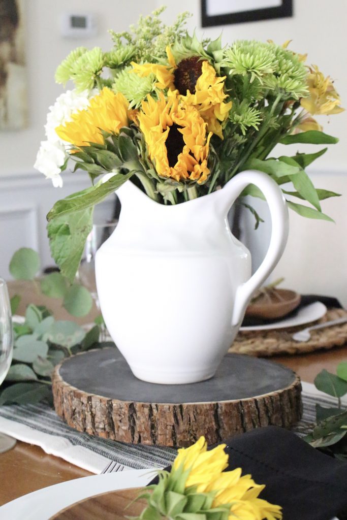 Summer- Dining Room- Tablescape- Table Setting- sunflowers- Do it Yourself- DIY- DIY projects- decorating ideas- room design- rustic home decor- decoration days- room decor ideas- Back to Basics series