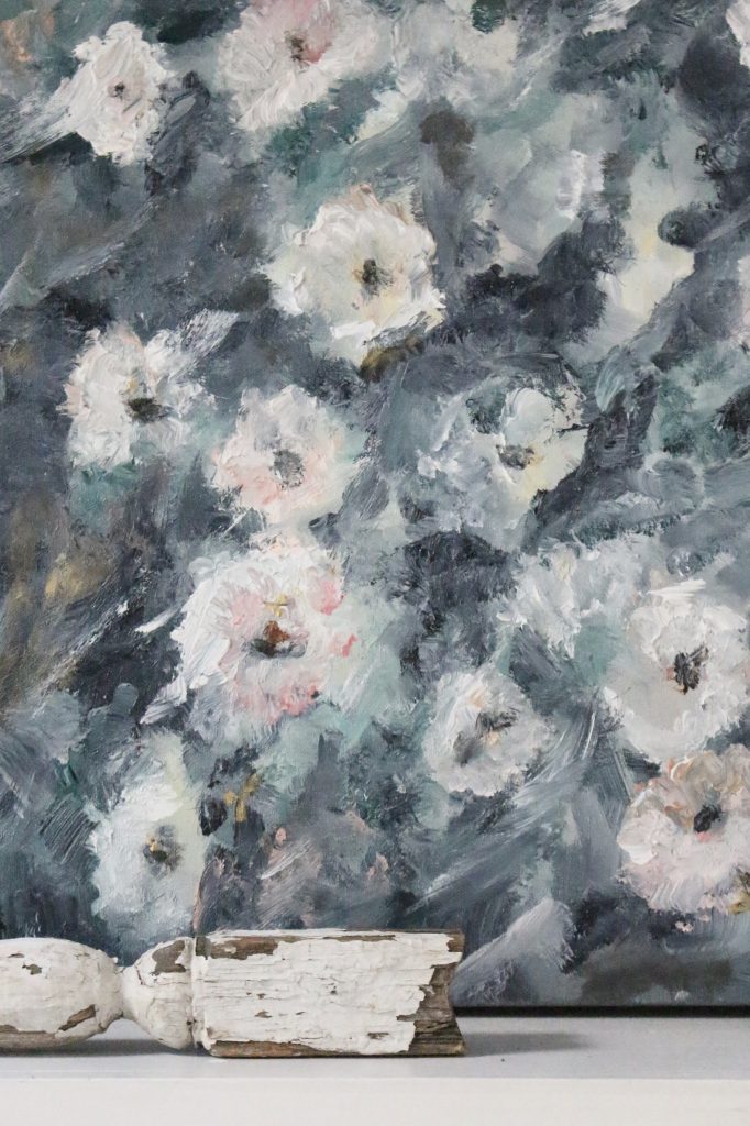 Artwork- flowers- painting- muted colors- wall gallery- home decor ideas- painting- Jennifer Collander- art- wall decor ideas- summer- fresh- room decor- pastel color palette- painting on canvas