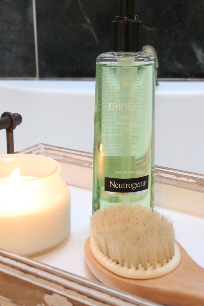 Neutrogena Rainbath at Walgreens- pampering yourself- bath and shower gel- bathroom tray- new bath product- Walgreens- Rainbath- spa products
