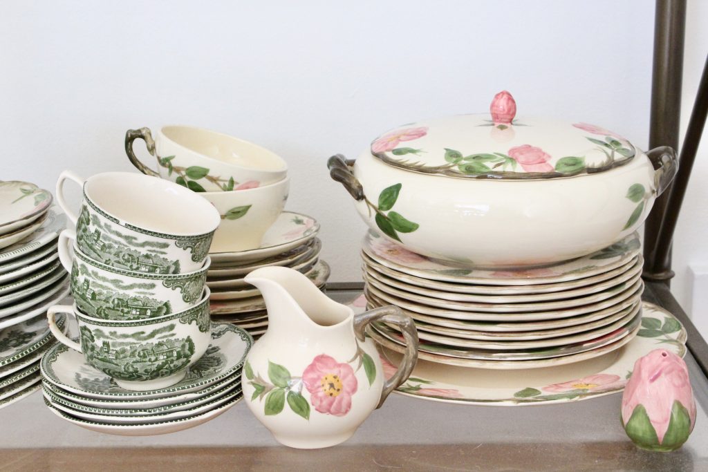 china- collections- collectibles- thrifted- flea market- vintage goods- dishes- pottery- cup rack