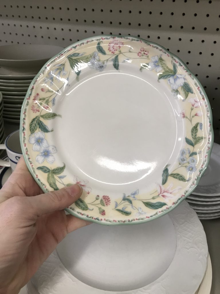 patterned china from a thrift store