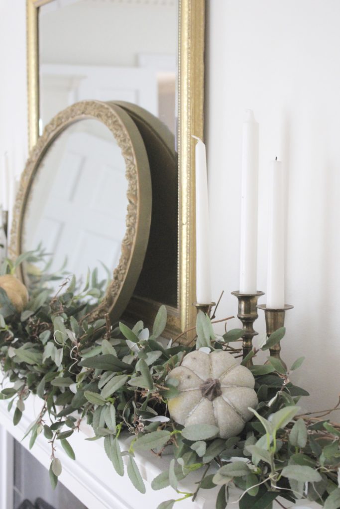 Classic Fall in our Dining Room- classic fall mantel- romantic fall mantel