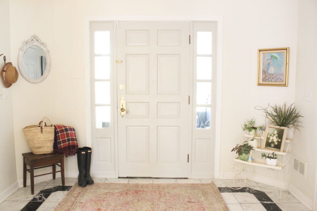 Painted Interior Entryway Door- painted door,- interior door- Sherwin Williams Repose Gray- entryway- interior door- diy painted door- updating an interior door with paint