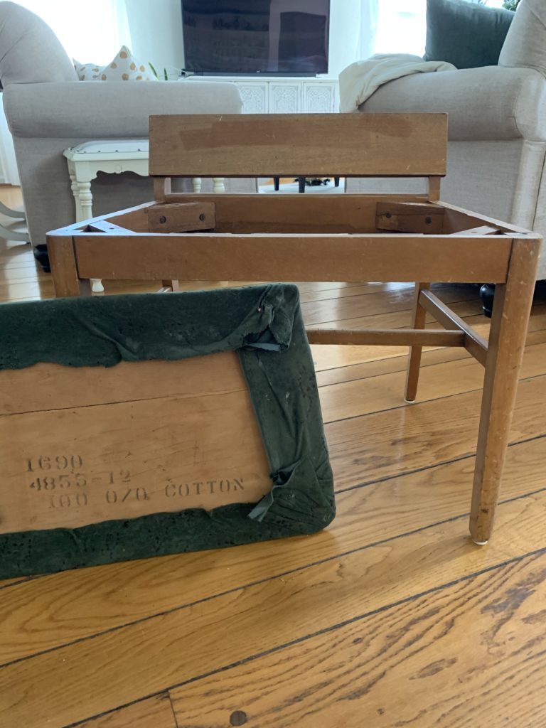 Using chalk paint and a pillowcase to transform a thrift store find
