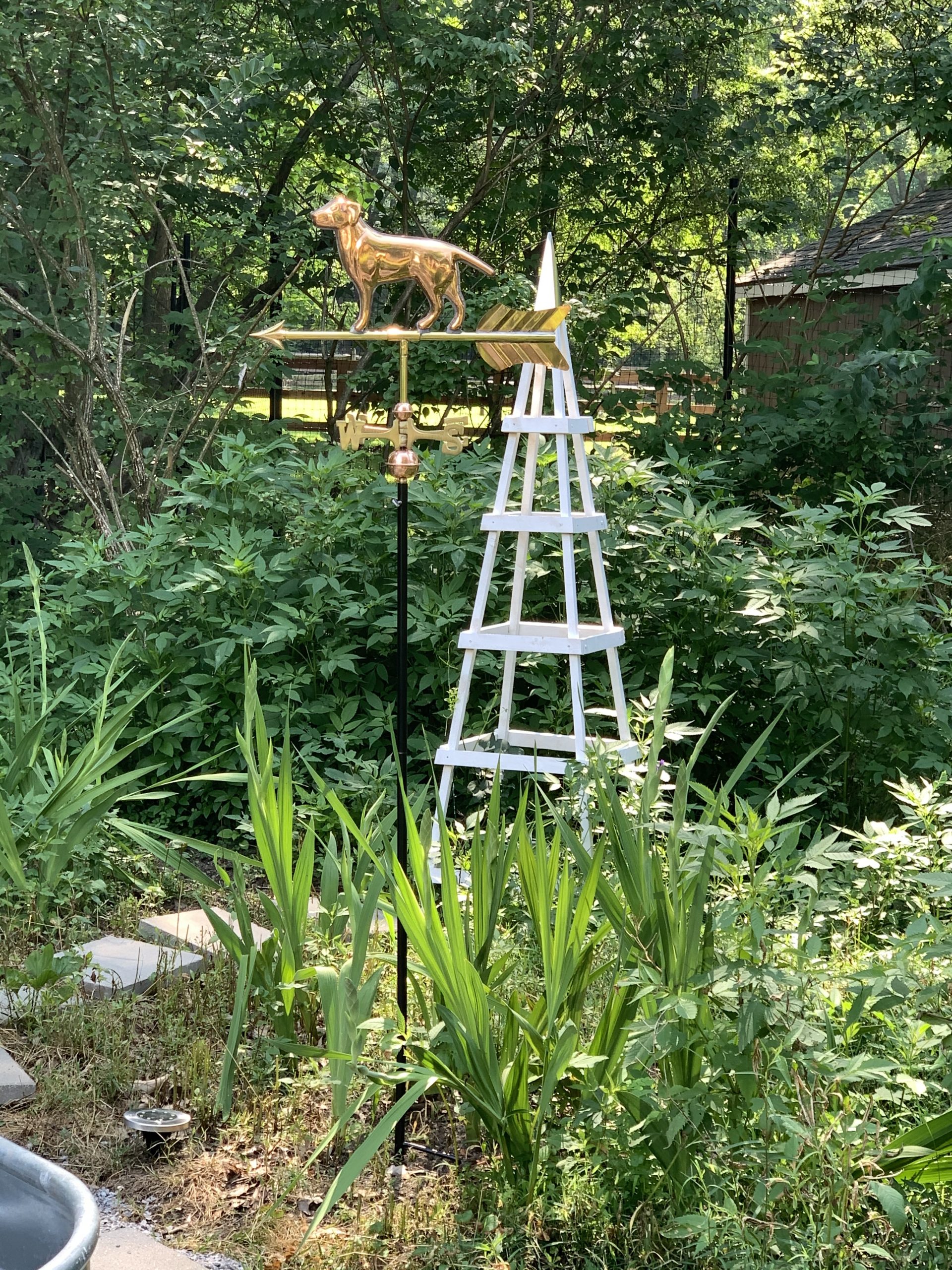 Dog Weathervane on a Garden Pole