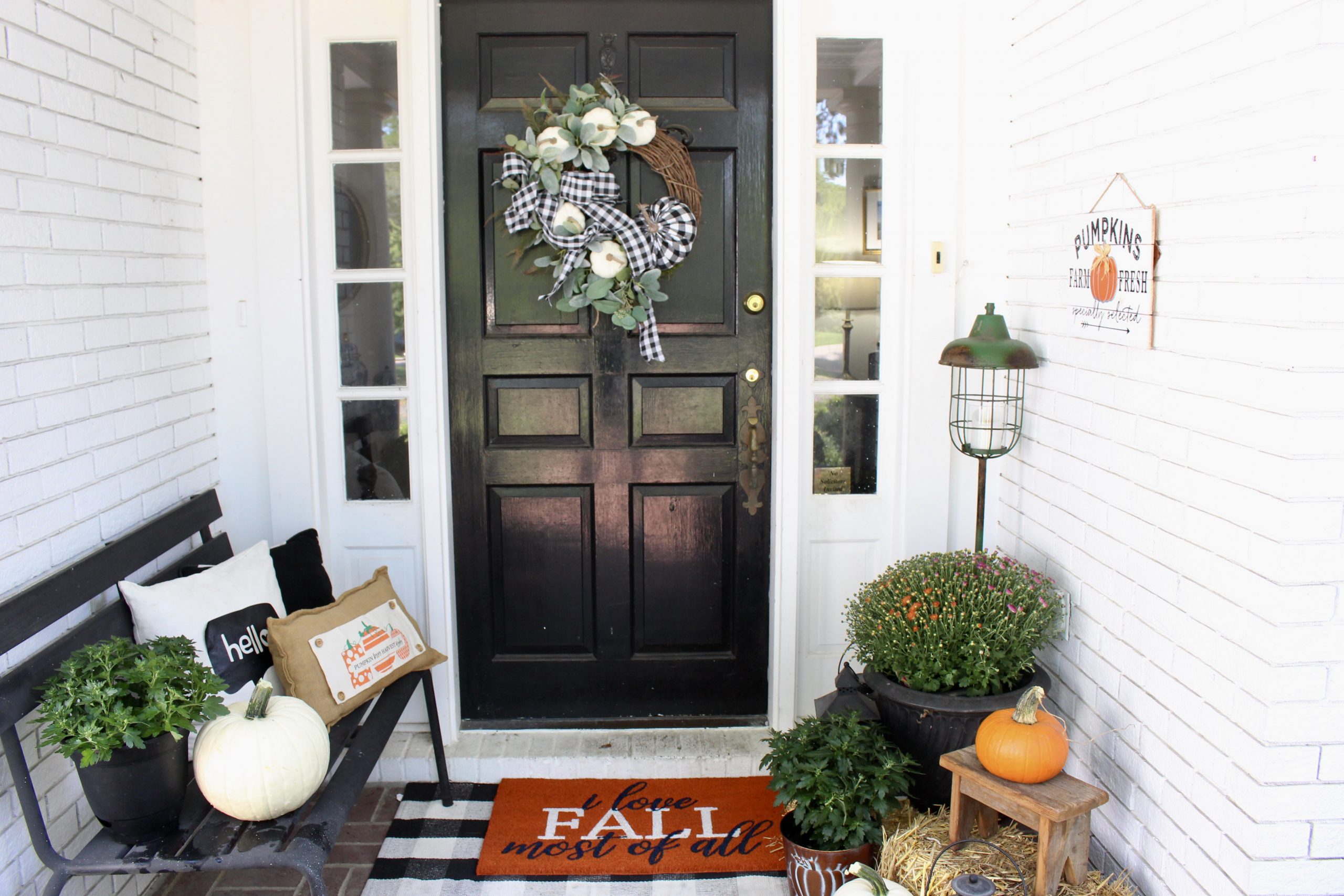 Farmhouse Fall Front Porch~ White Cottage Home & Living