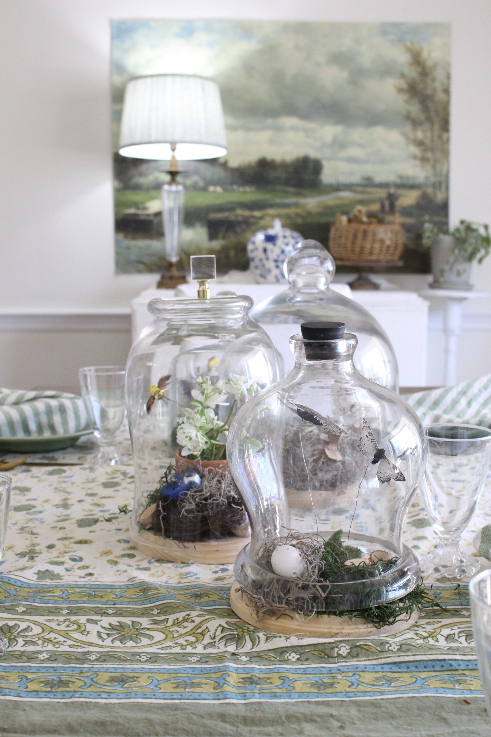 Spring Table Using Glass Cloches~ White Cottage Home & Living