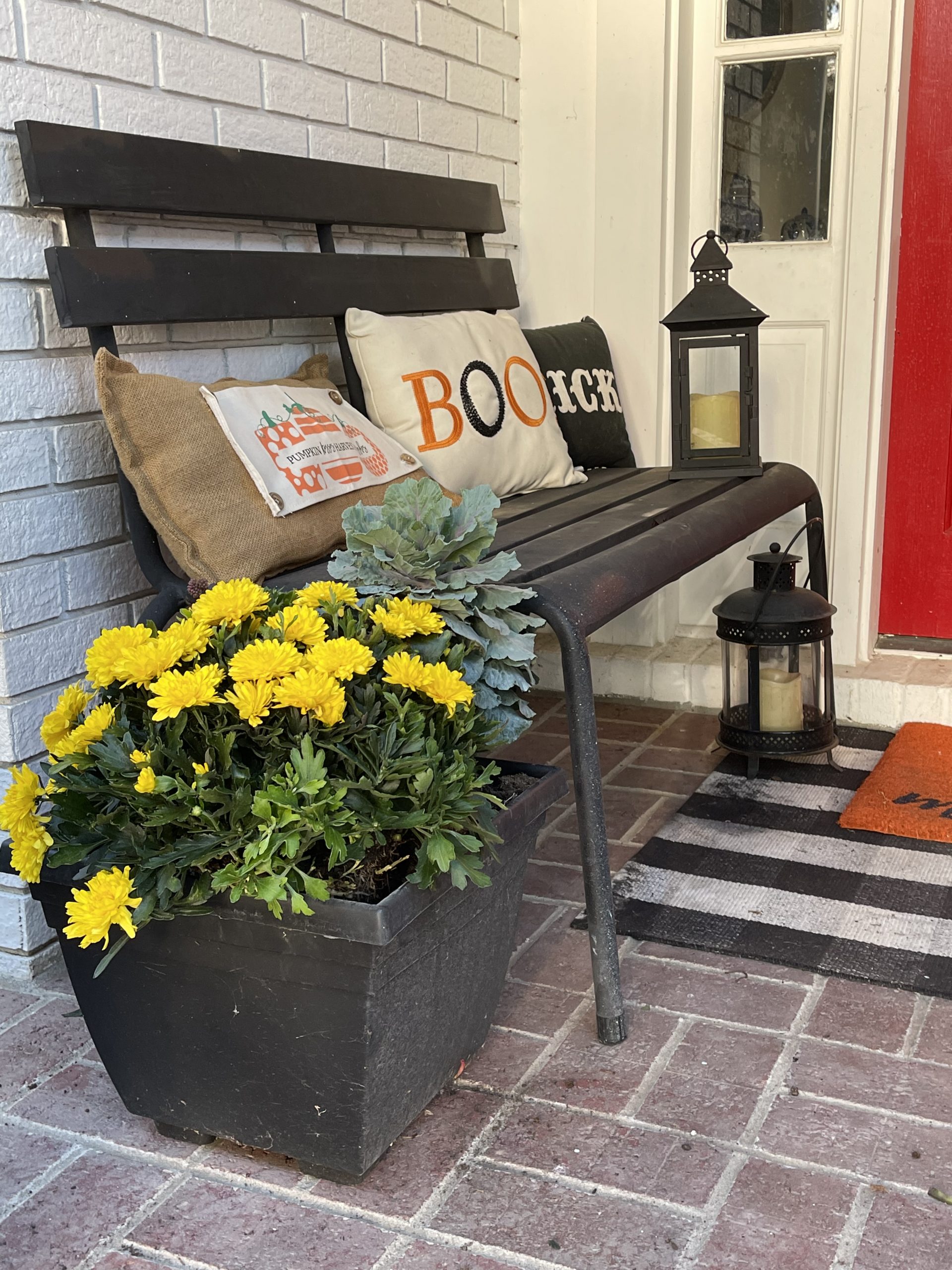 Red Front Door and a bright and cheery fall porch!
