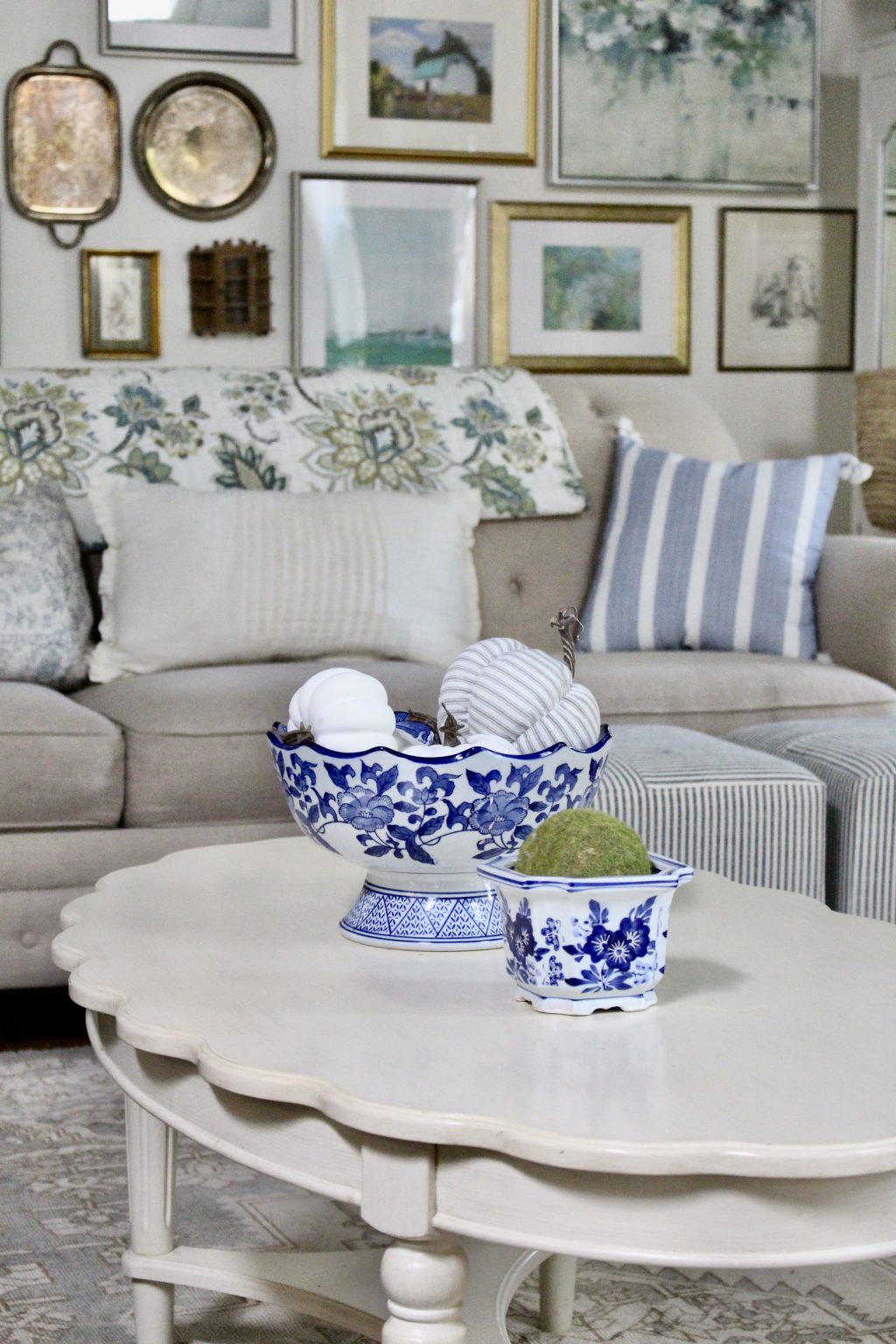 Early Fall Family Room Refresh with Blue and Green Decor