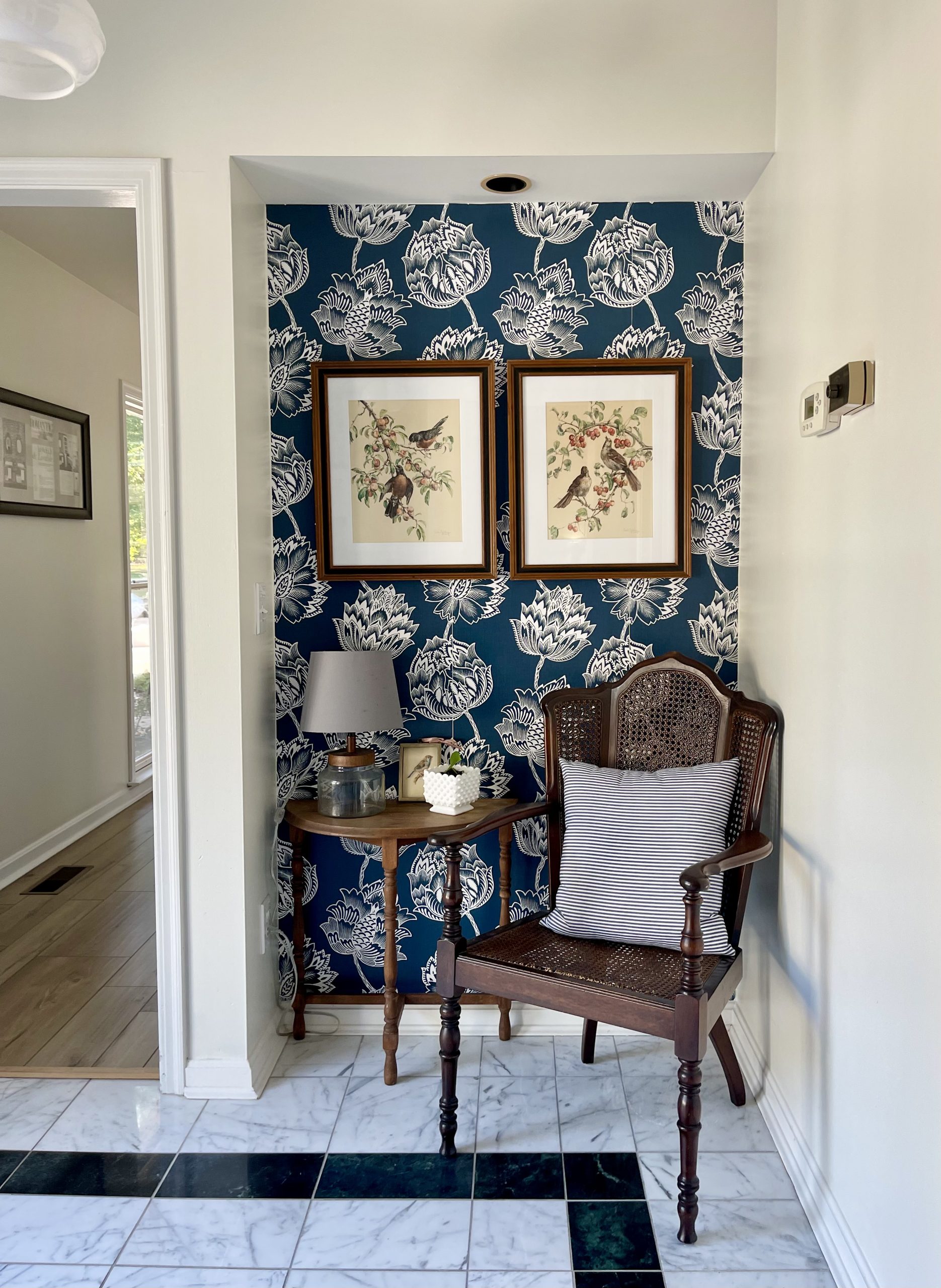 Removable Wallpaper in a Small Space~ White Cottage Home & Living