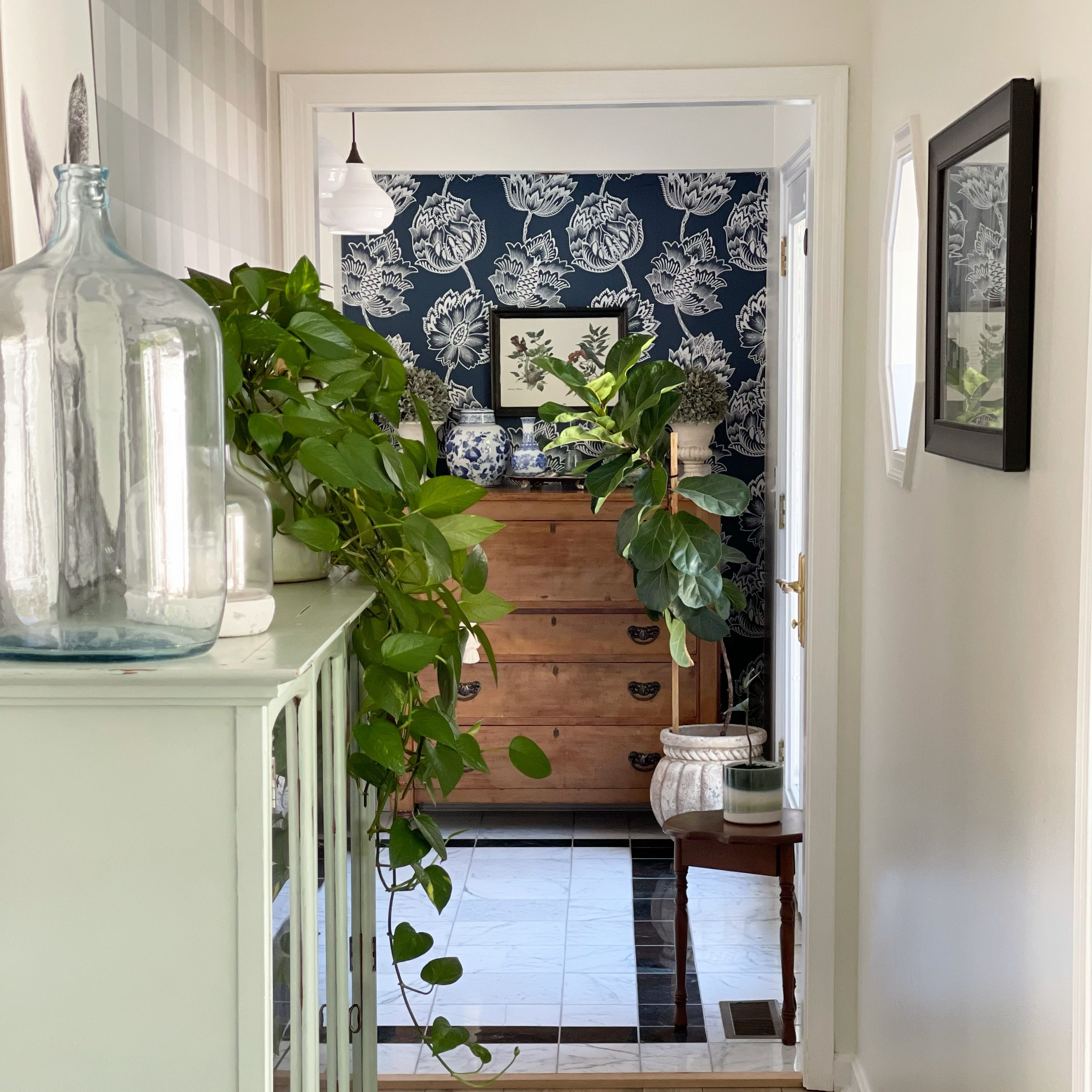 Removable Wallpaper in a Small Space~ White Cottage Home & Living