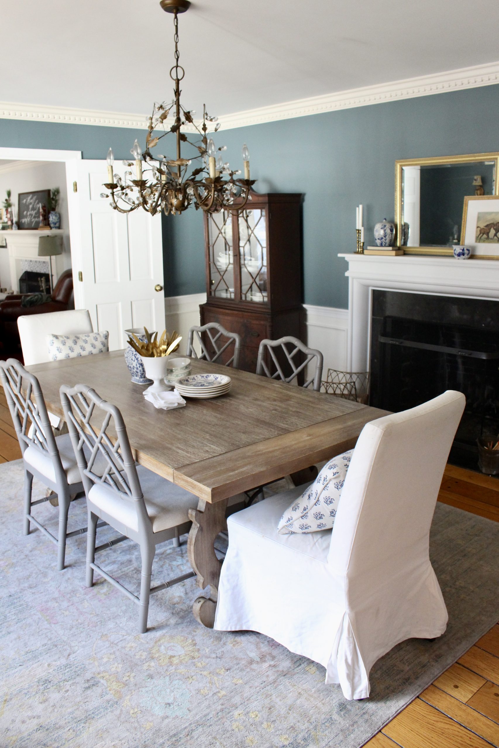 Elegant Blue Dining Room ~ White Cottage Home & Living