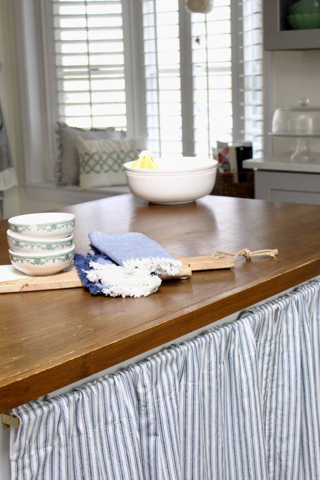 Kitchen Island Curtain Update: Easy Cottage-Style Transformation