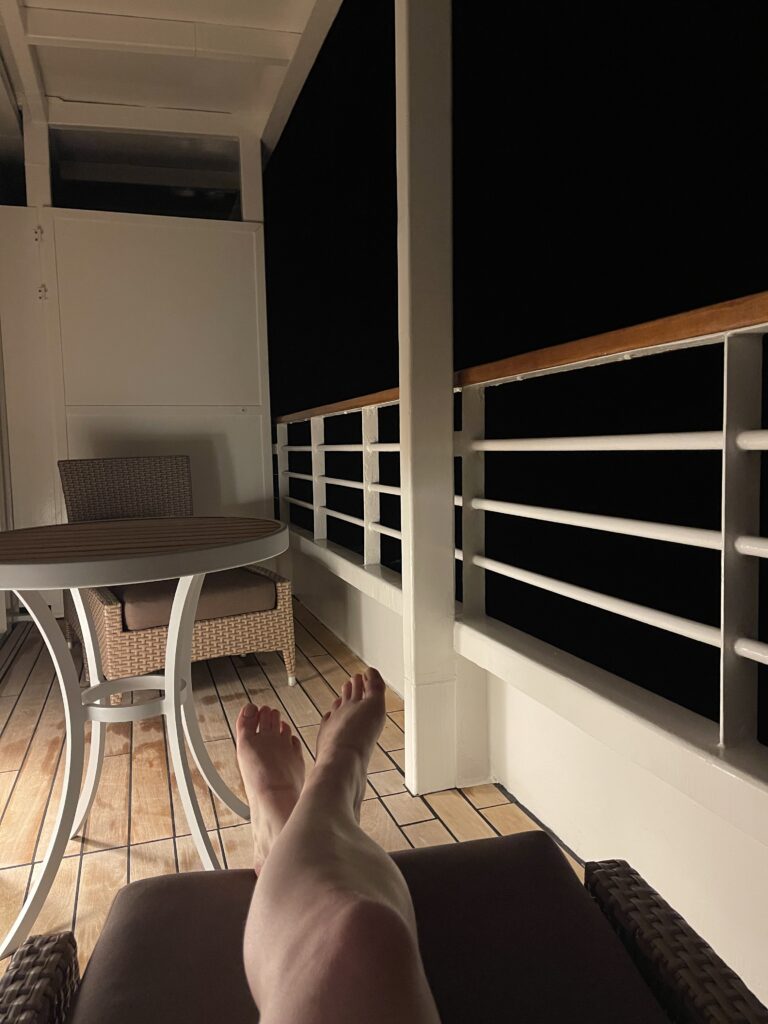 Enjoying the dark sea at night from your room