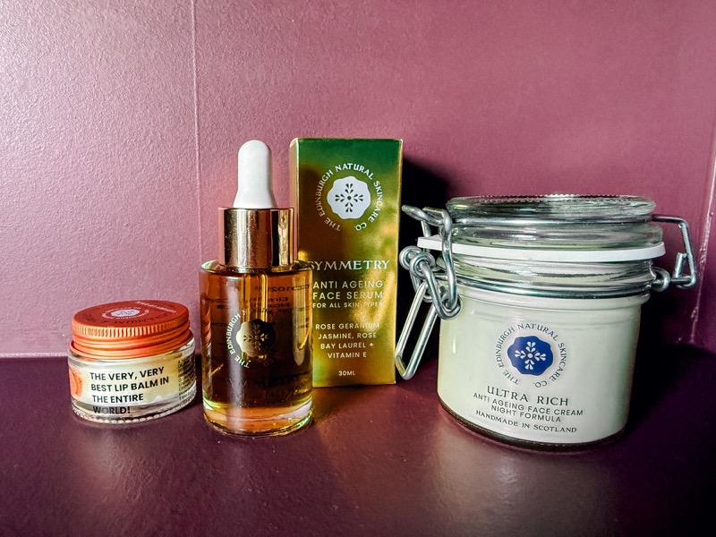 The Edinbursh Natural Skincare Co Skincare Collection lined up