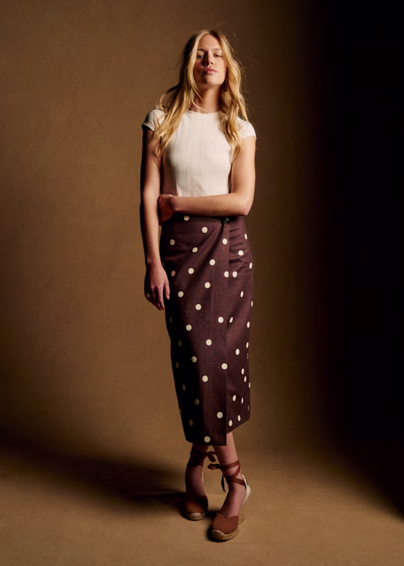 Pierra Skirt in Ecru Polka Dots