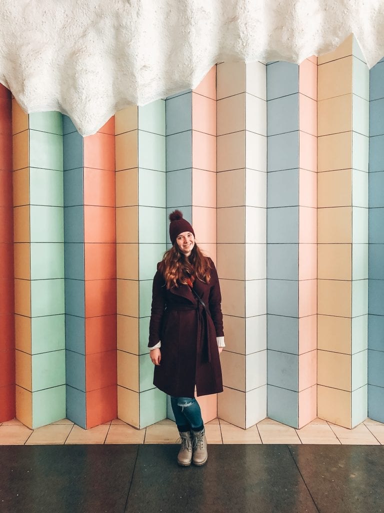 Mörby Centrum Stockholm rainbow subway art