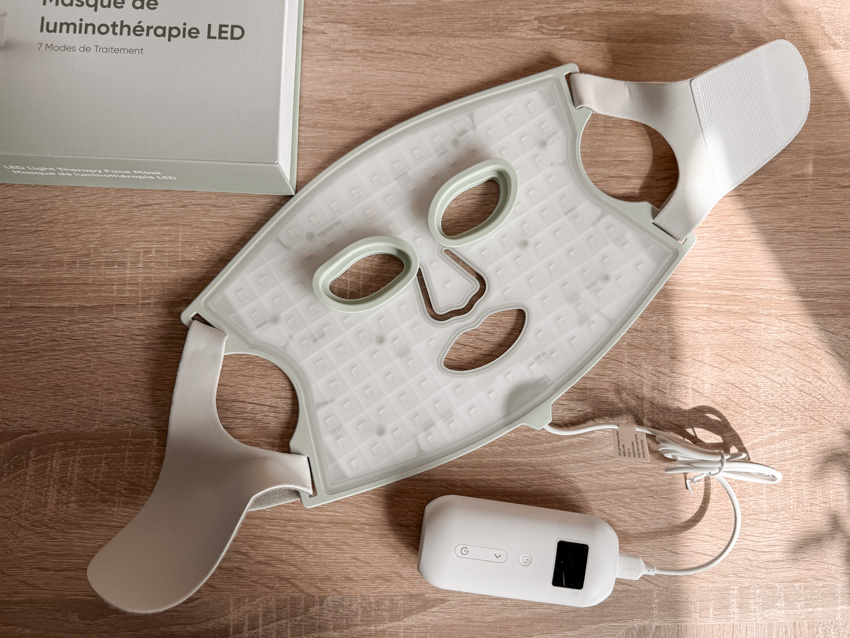 A back view of the LED lights inside the Nanoleaf LED mask