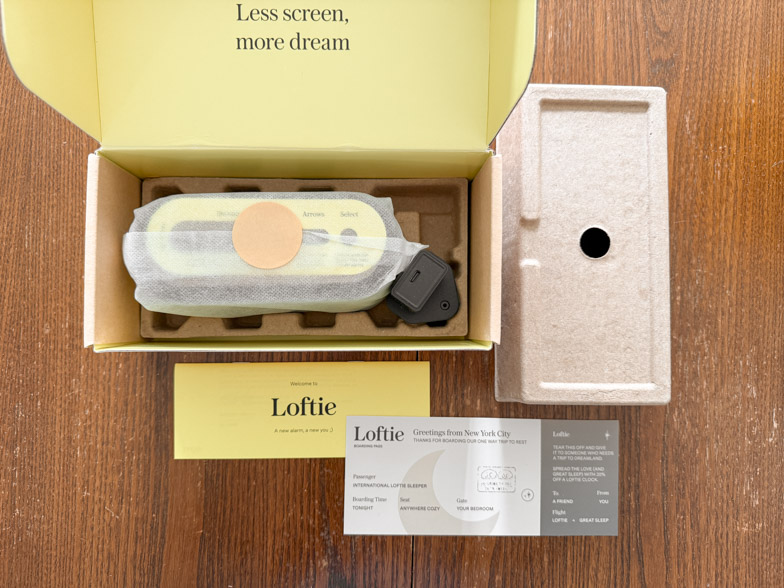 unboxing the Loftie alarm clock