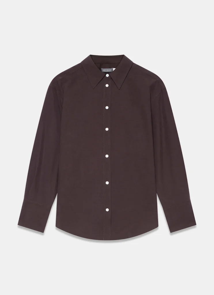 Mint Velvet brown cotton-blend tailored shirt