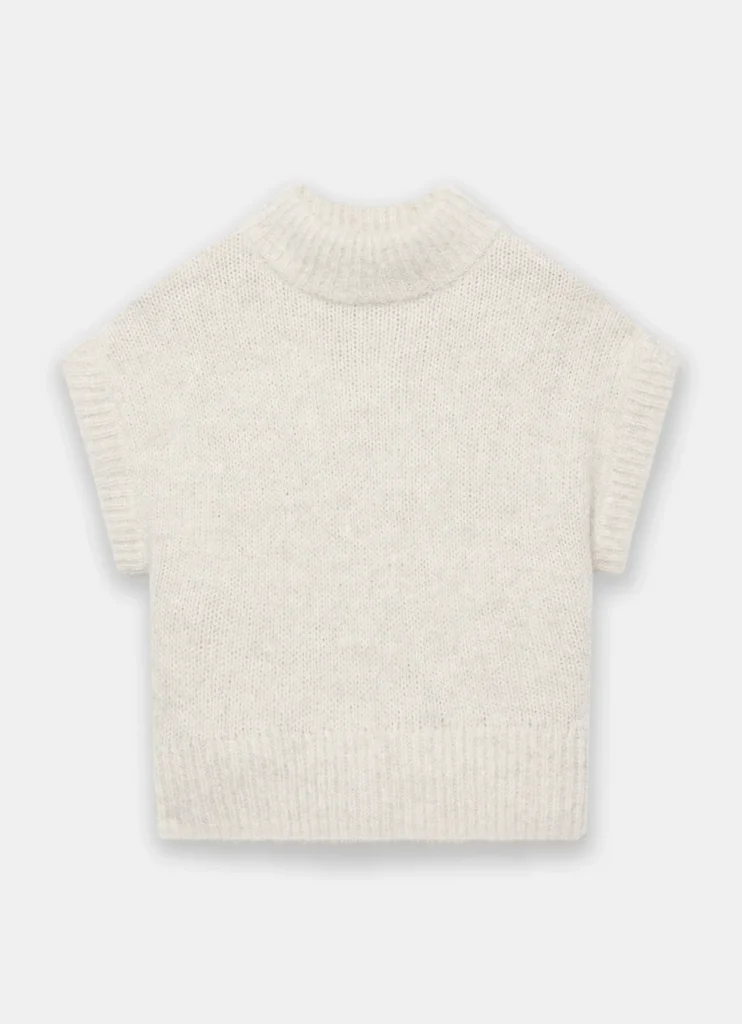Mint Velvet neutral wool-blend high-neck knit top in cream